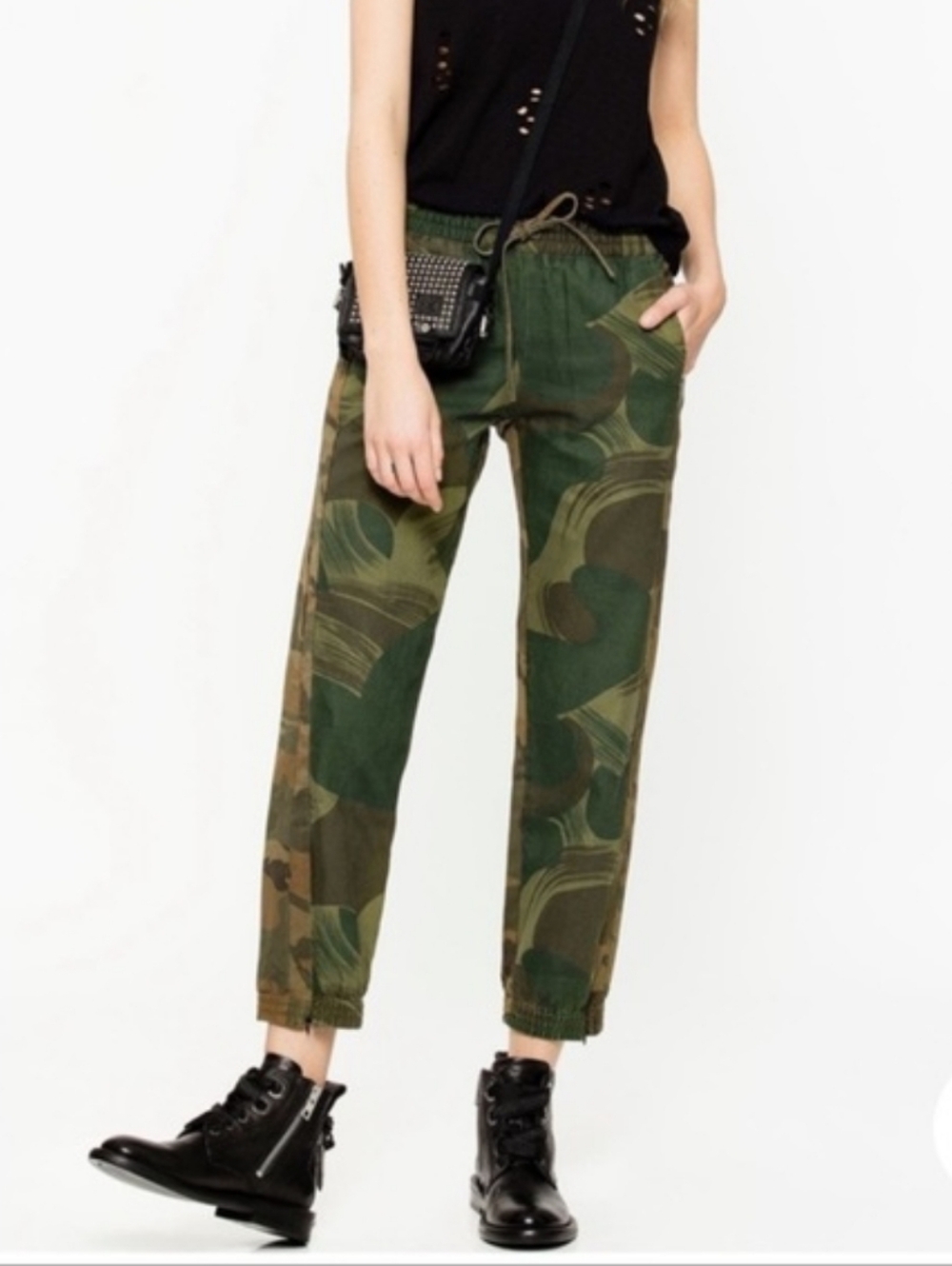Zadig & Voltaire Joggers Women's 34 Parona Camo Linen Blend
